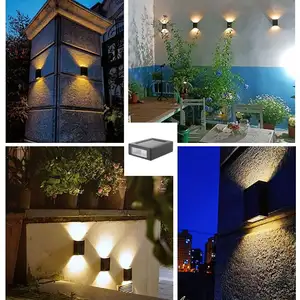 Lámpara Led de montaje en pared para exteriores, iluminación decorativa de arriba y abajo, luz Solar de pared para patio de jardín