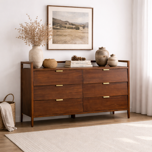 Commode de rangement en bois à 6 tiroirs, armoire de style moderne du milieu du siècle pour chambre à coucher, salon, salle à manger, meubles de maison - Product Image 4