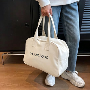 Sac de sport en toile à large ouverture avec fermeture éclair et poignées confortables, logo personnalisé pour le yoga, la plage, les voyages, les cadeaux - Product Image 1