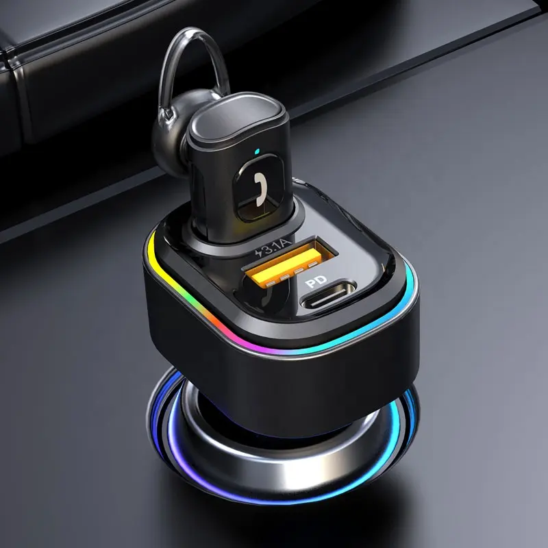 2 in1 автомобиля Bluetooth наушники с Быстродействующее зарядное устройство PD адаптер микрофона беспроводной шумоподавление Bluetooth гарнитура автомобиль наушники