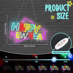 Insegna al Neon 'Felice Anno Nuovo' Colorata, Insegna LED per Festività, Decorazione Murale Natalizia, Scritta 'Cheers' per Natale - Product Image 2