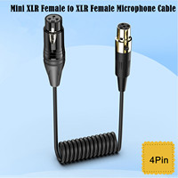Câble enroulé personnalisé, adaptateur XLR mâle 3 broches vers Mini XLR femelle 4 broches, blindage tressé, gaine en PVC pour microphone, haut-parleur, équipement audio