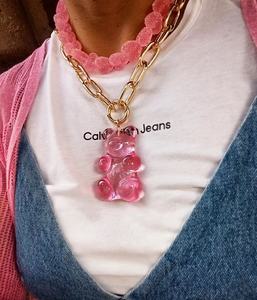 Y2K Pink <strong>Gummy</strong> <strong>Bear</strong> Pendant <strong>Necklace</strong> Set Sugar Heart Beaded Layered Statement <strong>Necklaces</strong> Cute Kawaii Jewelry for Women Teen Girls - Product Image 2