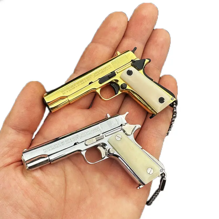 Jouet pistolet porte-clés métal vache os poignée pistolet 1911 porte-clés réaliste pistolet jouet arme de poing porte-clés métal jouet pistolet