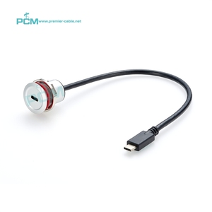 Nhôm 10gbps USB3.1 Loại C Nam đến Nữ Bảng điều khiển tròn gắn kết cáp cho tủ công nghiệp khung gầm gắn kết, USB-C Gen1 100W AUX - Product Image 1