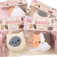 Jouet anti-stress sensoriel en silicone et latex en forme de chat mignon à presser pour enfants, idéal comme cadeau de fête