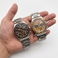 Montre de sport pour homme en acier inoxydable écologique, chronographe à quartz, cadran en bois, logo OEM ODM, résistante à l'eau 5 BAR, bracelet en caoutchouc