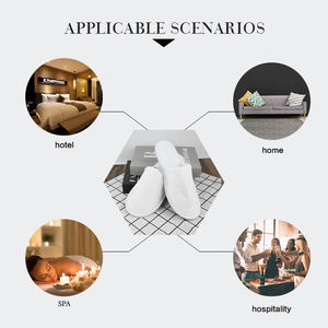 कस्टम स्पा अतिथि आरामदायक सफेद पाली ऊन खुले पैर की अंगुली चार मौसम बाथरूम डिस्पोजेबल होटल चप्पल - Product Image 5