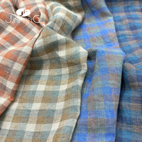 Tissus écologiques tissés légers à carreaux vintage 100 % lin, motif tartan caramel, pour jupes et chemises d'été
