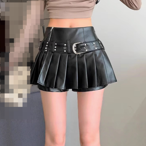<span class=keywords><strong>Jupe</strong></span> plissée trapèze en cuir <span class=keywords><strong>noir</strong></span> pour femme, style gothique Y2K, mini-<span class=keywords><strong>short</strong></span>, Harajuku, coréenne, emo, vêtements vintage années 2000, été - Product Image 3