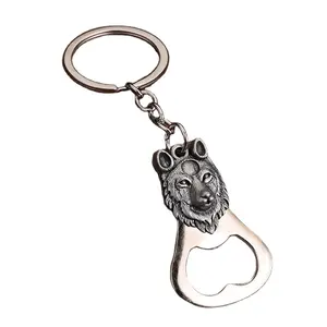 Großhandel benutzerdefinierte Souvenir-Schlüsselanhänger Bronze Metall Tierkopf Löwe Wolf-Schlüsselanhänger