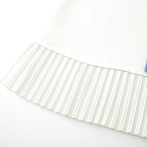 Abito in Maglia e Denim di Alta Qualità, Elegante, Primaverile ed Estivo, Monopetto, con Pieghe e Inserti, Lunghezza Media - Product Image 3