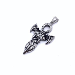 Horus Eye <b>Cross</b> Pendant Stainless Steel Men's Sword Themed Necklace Gift - Product Image 1