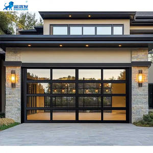 Fenêtres en verre noir isolées en acier galvanisé bois aluminium classique <span class=keywords><strong>Porte</strong></span> <span class=keywords><strong>de</strong></span> <span class=keywords><strong>garage</strong></span> <span class=keywords><strong>sectionnelle</strong></span> électrique - Product Image 4