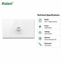 Controlador de Velocidad de Ventilador de Montaje Oculto Kolani 120 de un Solo Módulo, Perilla de Ajuste de Velocidad del Viento Continua, Panel de PC Blanco Brillante