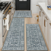 Ensemble de trois tapis d'entrée antidérapants, résistants à la saleté, en boucle de soie, tapis de porte en caoutchouc avec caractéristiques pour le sol domestique à la porte