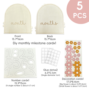 Nicro DIY Panneau <span class=keywords><strong>en</strong></span> <span class=keywords><strong>bois</strong></span> <span class=keywords><strong>en</strong></span> forme d'<span class=keywords><strong>arche</strong></span> fleurie pour cadeaux de fête prénatale et d'anniversaire, accessoires photo et cartes de jalons mensuels pour nouveau-né et nourrisson - Product Image 4
