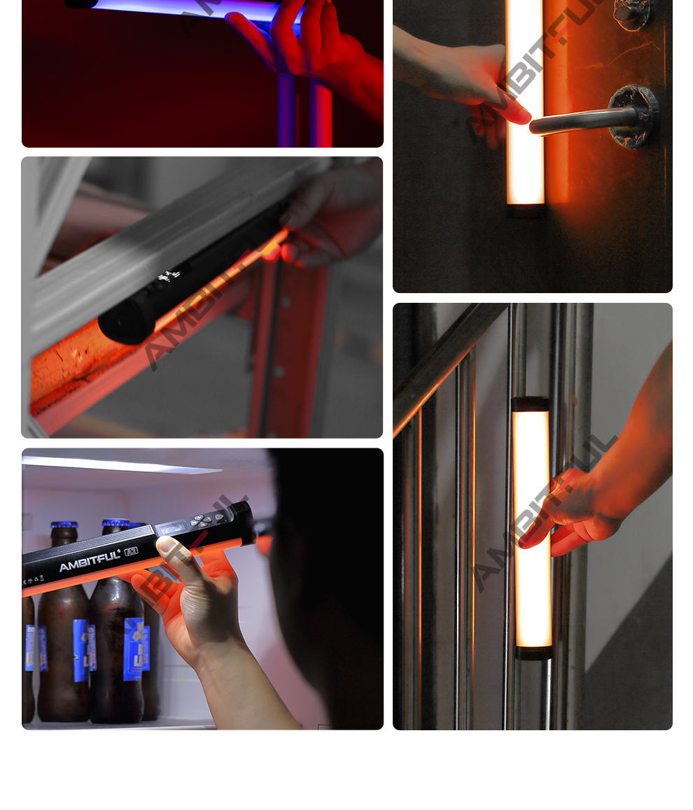 AMBITFUL A2 RGB 2500-8500K RGB LED Video Stick Tube Light, CRI 95+ TLCI 97 +,Built-in APP Lithium Battery Magnetic Function