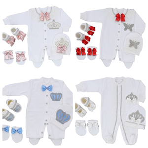 Ensemble cadeau quatre pièces pour nouveau-né d'un mois, garçons et filles, body, barboteuse, combinaison, style européen américain - Product Image 6