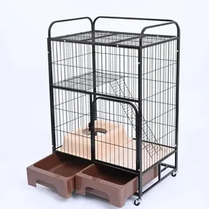 Kandang Anjing Logam Multi-Ukuran Grosir dengan Roda, Kandang Anjing Mewah Bertingkat Dua Model Kotak untuk Dalam Ruangan - Product Image 6