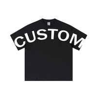 Kaos Pria Hitam Model Oversize Sablon Logo Custom Pabrik 305GSM 100% Katun Polos Unisex T-shirt Musim Panas