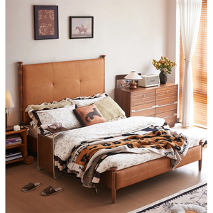 Ensemble de chambre à coucher moderne en <span class=keywords><strong>bois</strong></span> massif de buis et cuir écologique, léger et respectueux de l'environnement - Product Image 3