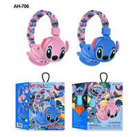 Casque sans fil pour enfants, casque Bluetooth mignon à motif de dessin animé, avec strass, son stéréo, casque pliable