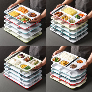 Bandeja de Servicio de Melamina con Seis Compartimentos, Rectangular, para Cafetería, Platos para Estudiantes, Bandeja de Comida Comercial - Product Image 1