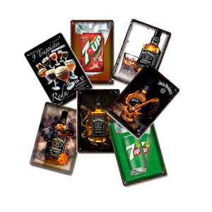 Panneaux en métal personnalisés de 30x20cm pour décoration de bar-<span class=keywords><strong>Plaque</strong></span> de logo de boisson rustique, panneau publicitaire de café de pub de vin vintage - Product Image 1