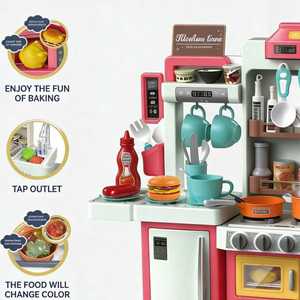 ของเล่นบ้านครัวเด็ก ชุดทำอาหาร<span class=keywords><strong>เชฟ</strong></span> ขนาด 82 ซม. ของเล่นครัว 85 ชิ้น พร้อมฟังก์ชั่นฉีดน้ำ โต๊ะ<span class=keywords><strong>อาหาร</strong></span>ขนาดใหญ่ ของเล่นมีไฟและเสียงเพลงสำหรับเด็ก - Product Image 2