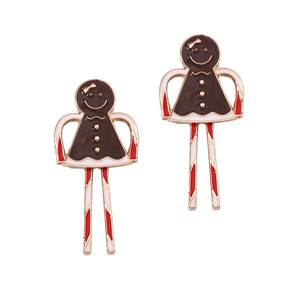 Pendientes Colgantes de Aleación Esmaltada con Diseño de Señora de Jengibre Navideña, Elegantes y Casuales para Mujer - Product Image 3