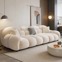 Modernes Cremefarbenes Bouclé-Wolkensofa, Luxuriöse Polstercouch für Wohnzimmer, Villa, Hotel, Apartment Gemütliches Zuhause