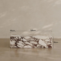 Table basse en marbre massif Calacatta Viola, style cube, pour salon de luxe.