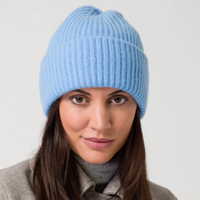 Bonnet personnalisé en mélange de laine mérinos et de cachemire de qualité supérieure, tricoté côtelé, pour femme, avec logo personnalisé