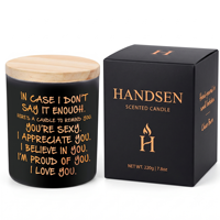 Vase à bougie en verre noir avec couvercle en bois 10oz 14oz non rempli, impression de message personnalisée et carton de vente au détail pour marques en marque blanche
