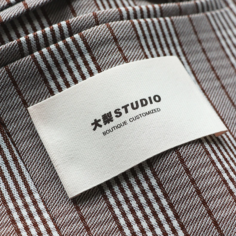 Высококачественная тканая этикетка с пользовательским подолом, тканая этикетка для одежды, атласные этикетки с пользовательской печатью, этикетки для шеи