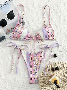 Conjunto de Bikini Floral de 2 Piezas para Mujer, Traje de Baño Sexy con Espalda Descubierta, Ropa de Baño para Vacaciones de Verano en la Playa - Product Image 1
