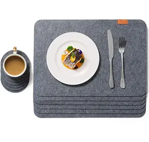 Washable Placemat Table Mat Kitchen Table Mat 4-Piece Set Of Felt Table Mat And Coaster Spoon, Knife And Fork Covers