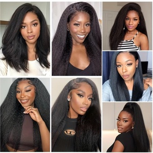 Bon <span class=keywords><strong>prix</strong></span> Kinky Straight Paquet de cheveux 100% cheveux humains 4 faisceaux et un frontal un ensemble pour faire une tête pour les femmes noires - Product Image 6
