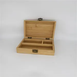 Bamboo stash case wooden stash box caddy with removable compartments