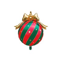 Ballon en aluminium en forme de boule de Noël de 30 pouces avec pompon et nœud de Père Noël pour les fêtes et les décorations du Nouvel An