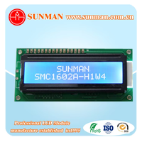 Modul LCD STN 16*2 Karakter Film Biru Lampu Latar Sisi Putih Pengontrol ST7066 5V SMC1602A-H1W4