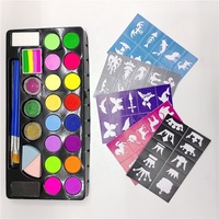 Kit de pochoir de peinture pour le visage non toxique Halloween à base d'eau avec pinceaux professionnels 18 couleurs pour l'art corporel des enfants