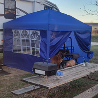 Tente instantanée 10x10 avec parois latérales en maille, auvent portable pour la protection contre les insectes, camping et pique-niques en plein air