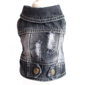 Gilet in denim senza maniche con bordo sfrangiato per <span class=keywords><strong>cani</strong></span> di piccola taglia (XS-2XL) - Abbigliamento per animali domestici: Poodle, Bichon, Pomeranian, Teddy - Product Image 5