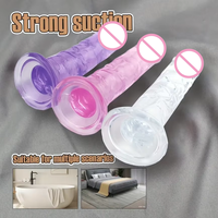Venta al por Mayor Consolador Realista Personalizable de Cristal Suave y Flexible con Ventosa, Juguete Sexual de TPE y Silicona para Masaje de Pene