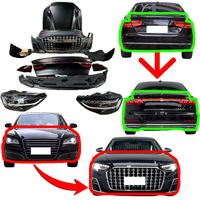 Versión Mejorada de Nuestro Kit Más Vendido, para Audi A8 Facelift, Parachoques Delantero y Trasero, Faros LED, Parrilla, Alerón Trasero, Duradero y Robusto