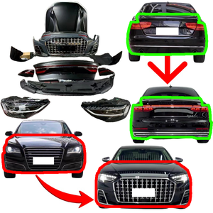 Version améliorée de notre kit le plus vendu, pour Audi A8 Facelift : pare-chocs avant et arrière, phares LED, calandre, aileron arrière, durable, robuste - Product Image 1