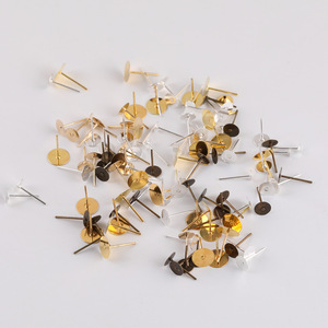 Flat Metal Earring <b>Posts</b> Gold Silver Bronze White KKC Gold Plated For Earring Making Jewelry Findings Components 52018 - Product Image 5