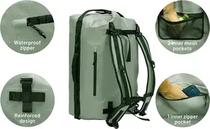 Kayakin-mochila impermeable de gran capacidad para viaje, bolsa de lona seca de 60L, resistente al agua